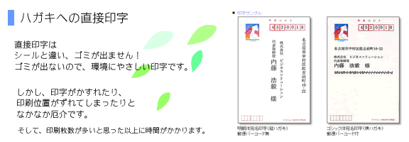 ハガキへの直接印字