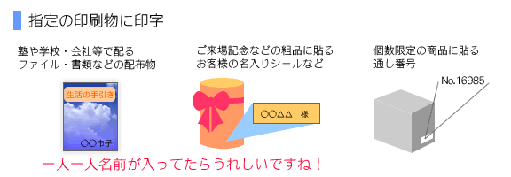 指定の印刷物に印字