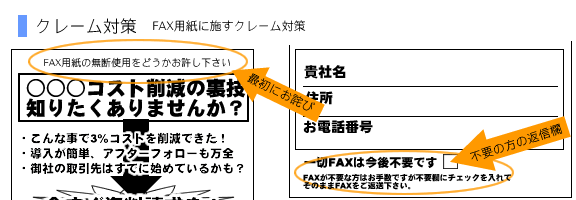 FAXDM　クレーム対策